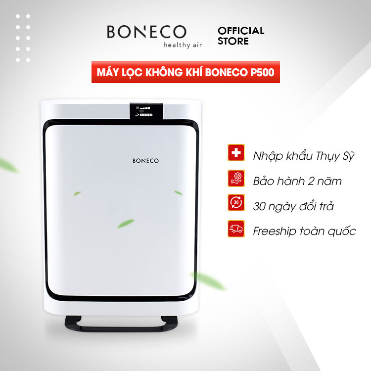 Máy Lọc Không Khí BONECO P500 Chống Dị Ứng, Khử Mùi Phòng, Diệt Vi Khuẩn, Bộ Lọc HEPA Lọc Bụi, Khuếch Tán Xông Tinh Dầu Thơm, Điều Khiển Từ Xa (67m2) - Hàng Chính Hãng