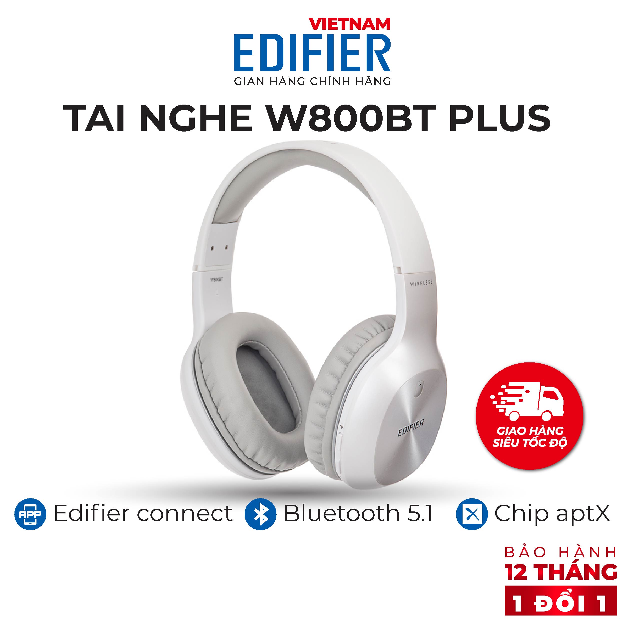 Tai nghe Bluetooth 5.1 thể thao EDIFIER W800BT Plus Chống ồn - Hàng chính hãng