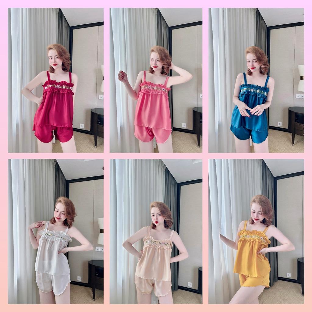 Đồ ngủ 2 dây, đồ ngủ dễ thương, đồ bộ đùi nữ đồ mặc nhà hai viền bèo ảnh thật kèm video