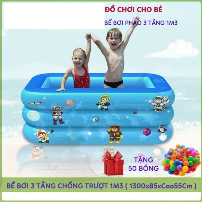 Bể Bơi Phao 3 Tầng 1M3 ( 1300x85xCao555Cm ) Bơm Hơi Tại Nhà, Hàng Loại 1 Có Đáy Chống Trượt, An Toàn Khi Sử Dụng