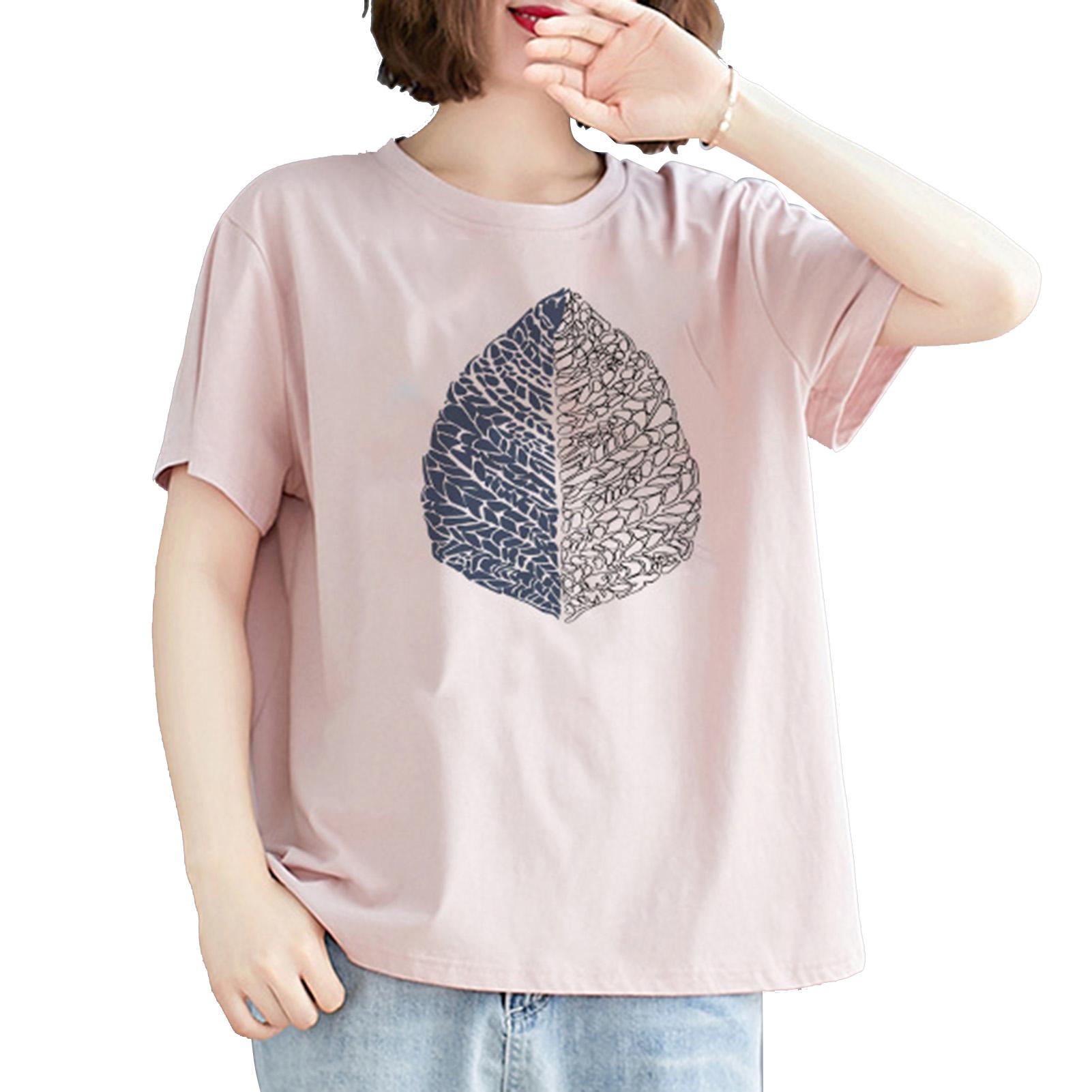 Women Cotton Short Sleeve T-shirt O-neck Cartoon Print Loose Casual Spring Summer Tops
