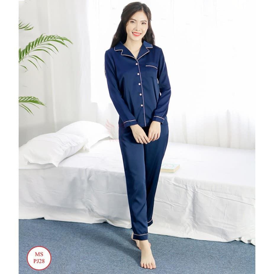 Bộ pijama phi lụa loại 1 cao cấp quần dài tay dài