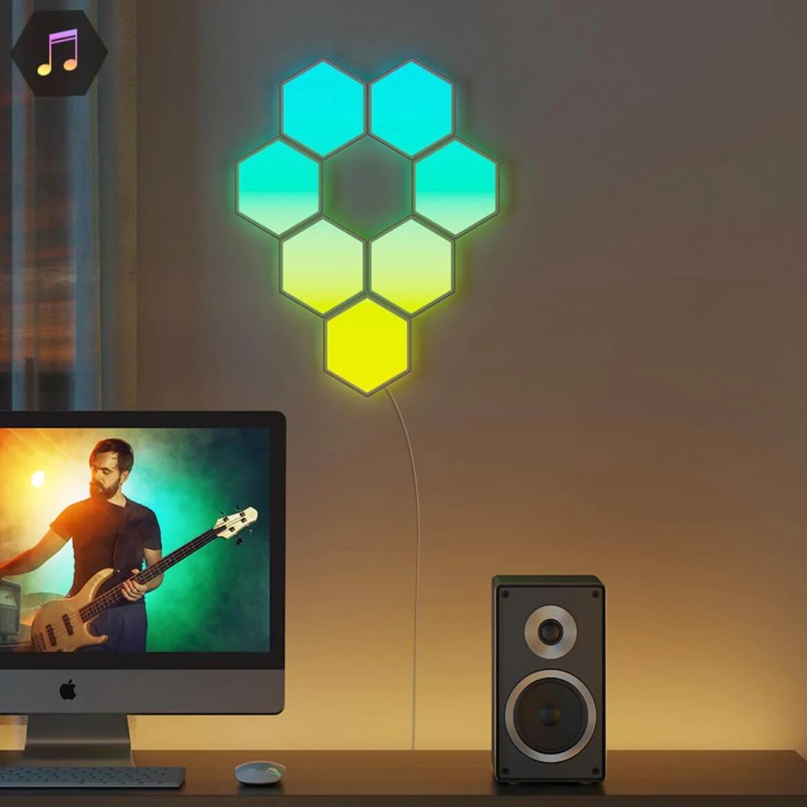 Đèn LED lục giác Govee Glide Hexa Light Panels H6061 | DIY trang trí tường, lắp ghép thông minh, 40 chế độ màu sẵn | Hàng chính hãng