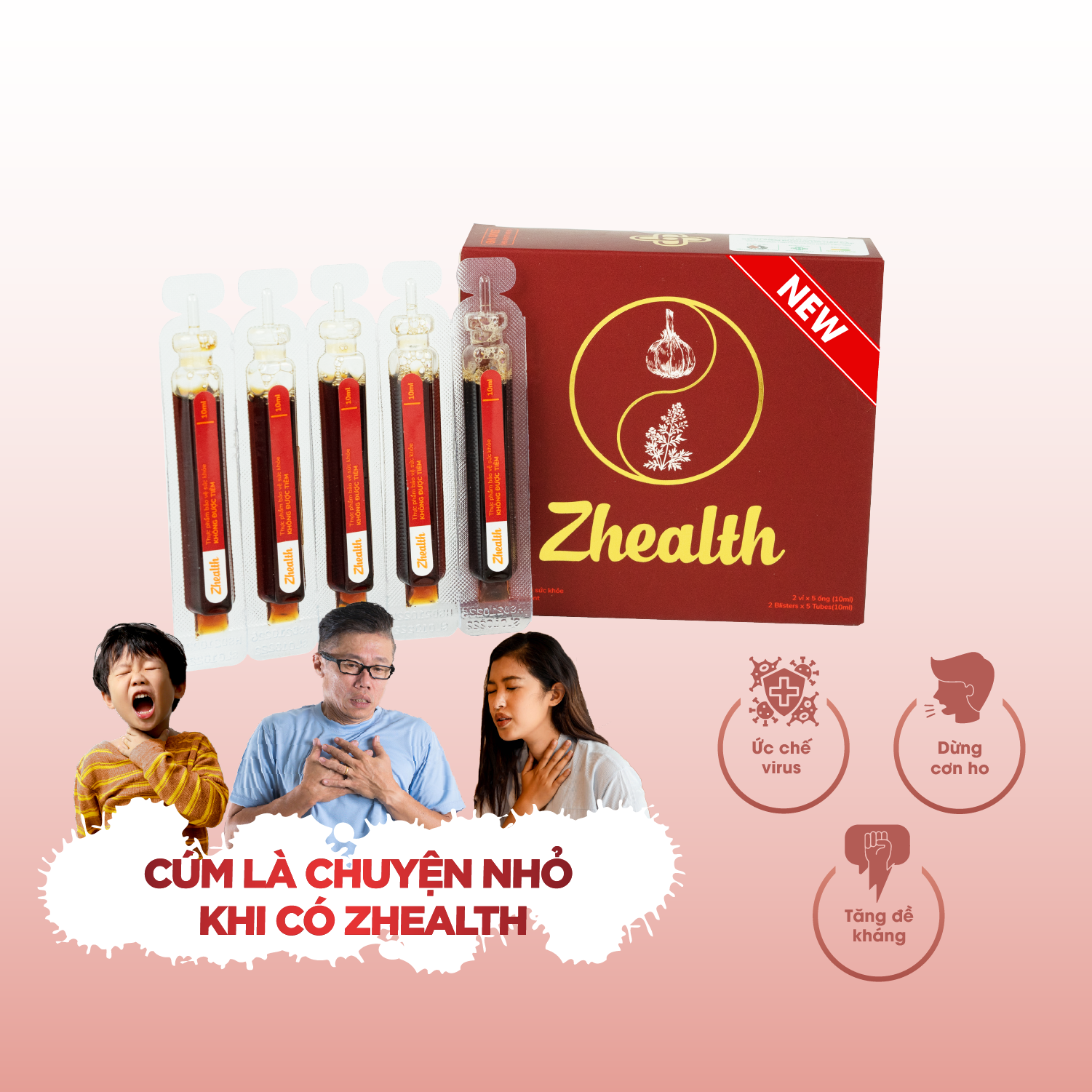 Siro Zhealth - Hỗ trợ tăng cường sức đề kháng, Hệ miễn dịch, Bổ phế, Giảm ho tức thì, Cải thiện sức khỏe đường hô hấp cho trẻ nhỏ, người già(10ml)