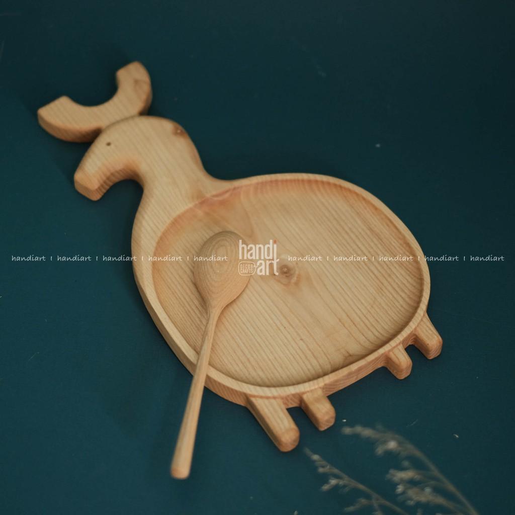 Khay gỗ hình con hươu - Khay gỗ tần bì (34x18cm)