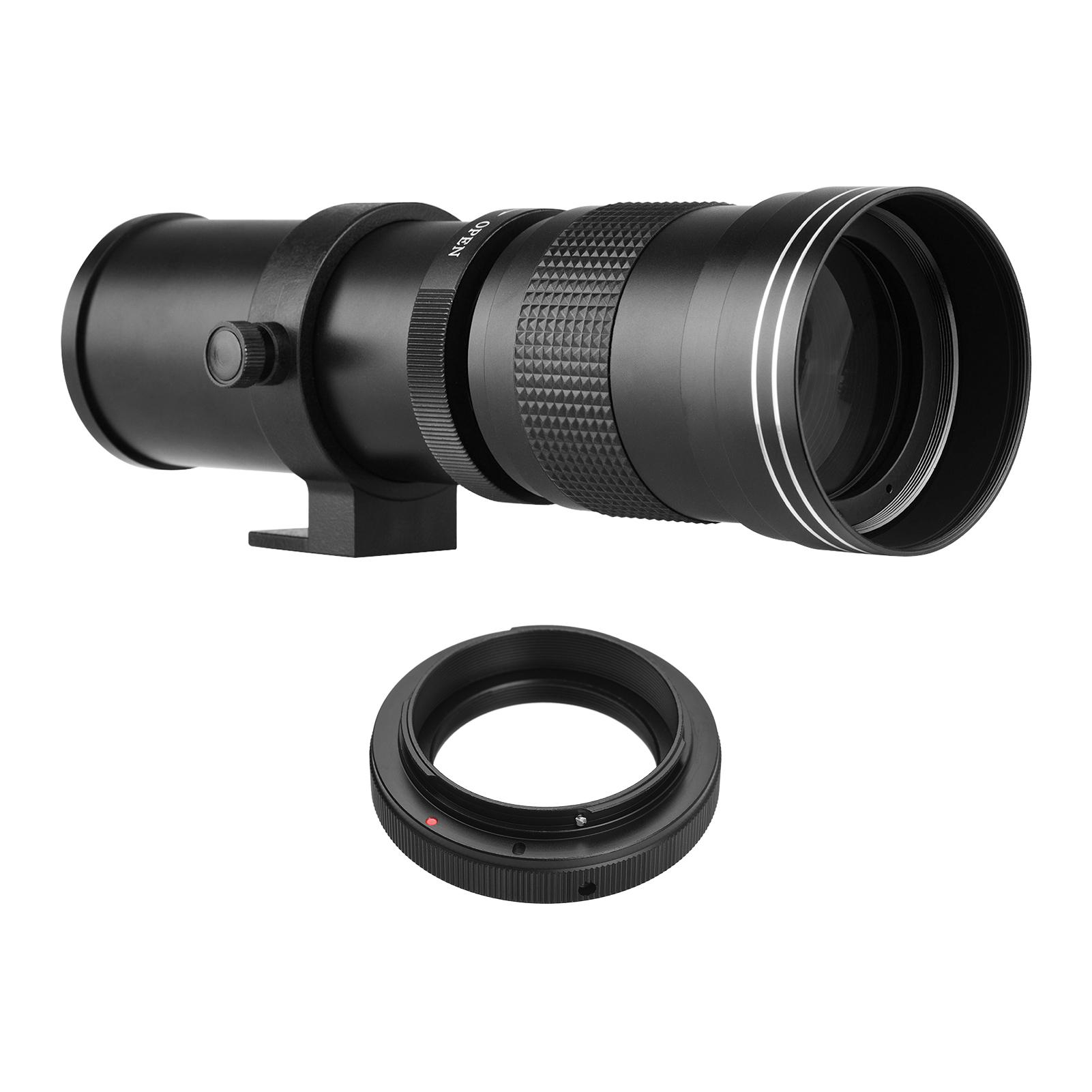 Camera MF Super Telephoto Zoom Lens F/8.3-16 420-800mm T Mount with Adapter Ring Universal 1/4 Thread Replacement for