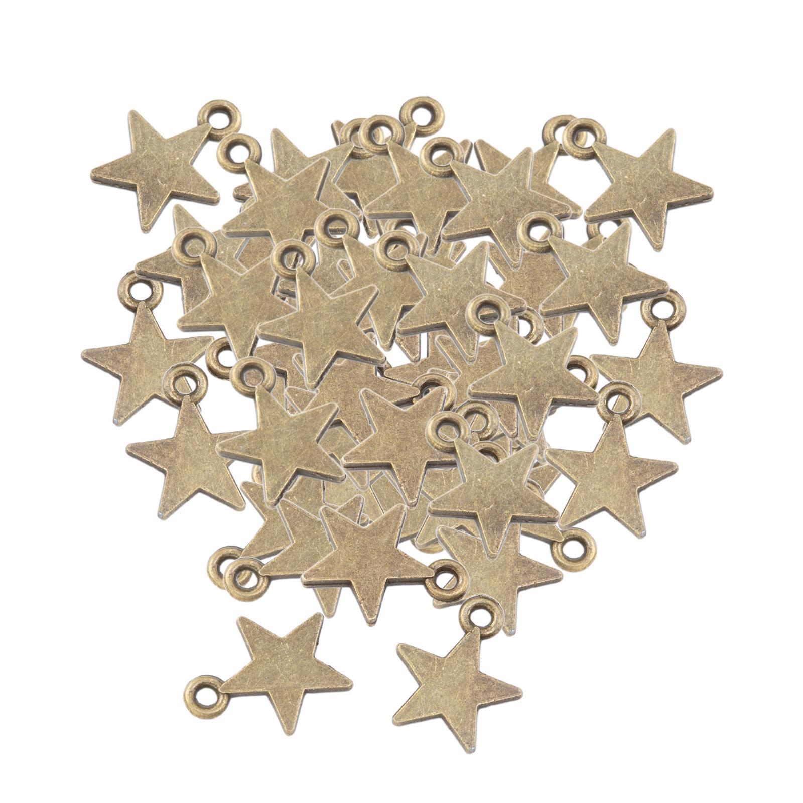 50x Five Pointed Star Charms Decorative Jewelry Making for DIY Crafting Hats