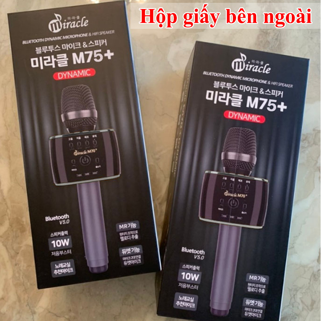 Micro Karaoke Bluetooth Miracle M75+ Hàn Quốc - Bản nâng cấp của Mic Magicsing MP30 - Cực Hay Kèm Quà Tặng Khuyến Mãi - HÀNG CHÍNH HÃNG
