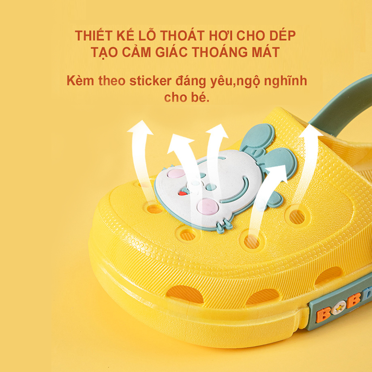 Dép Sục BobDog BD - 75A Siêu Mềm Siêu Nhẹ Chống Trơn Trượt Cho Bé Trai Bé Gái - 4 Màu Đính Sticker Mickey