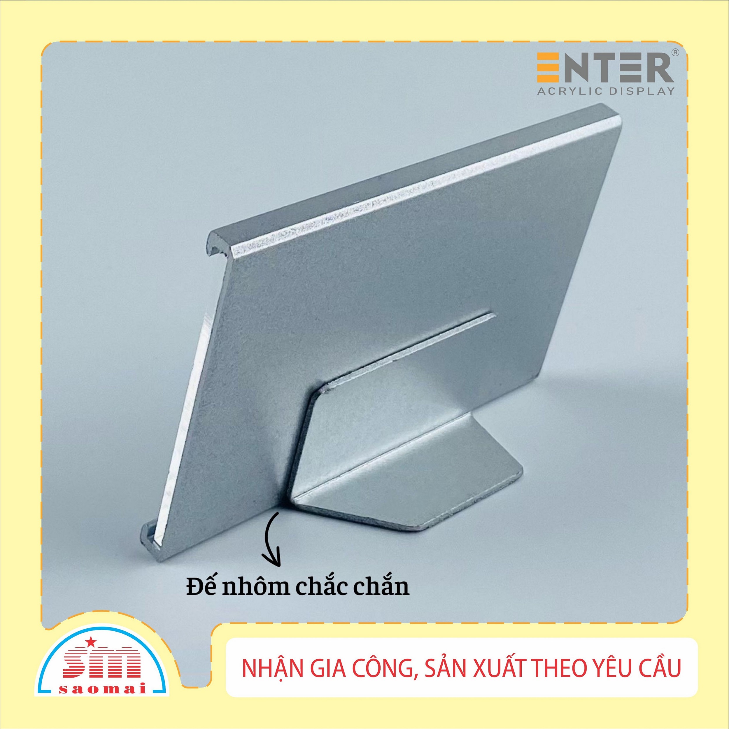 Bảng thông tin nhôm Enter AL14 80x50mm, Khung thông tin sản phẩm, Khung bảng giá siêu thị, Tag thông tin mini