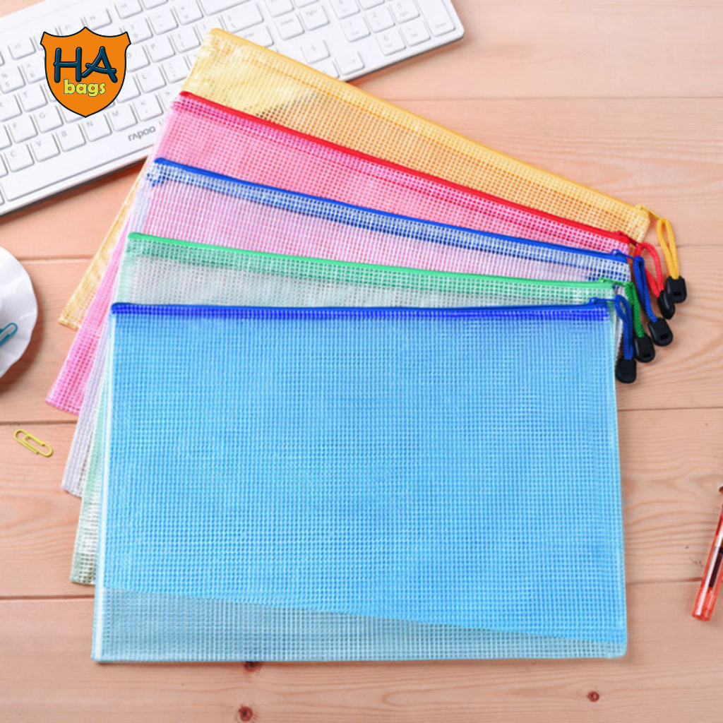 Túi nhựa đựng tài liệu khổ A4 có khóa kéo, túi đựng đồ dùng học tập HB1008