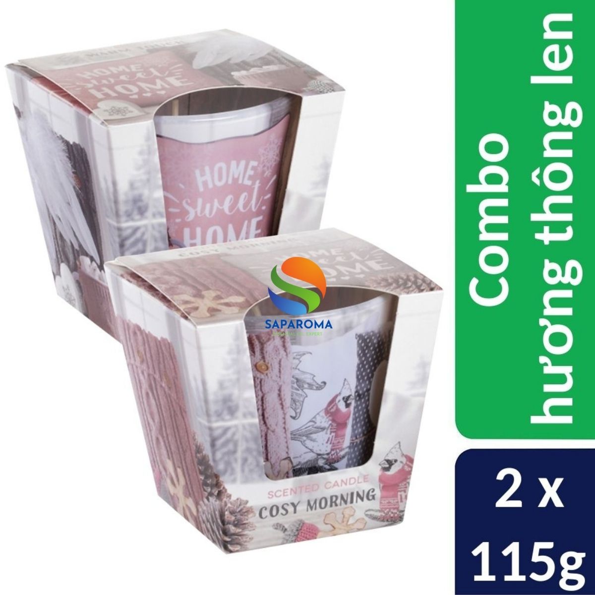 Combo 2 ly nến thơm tinh dầu Bartek Home Sweet Home 115g - hương thông, len, nến trang trí, thơm phòng, thư giãn, hỗ trợ khử mùi