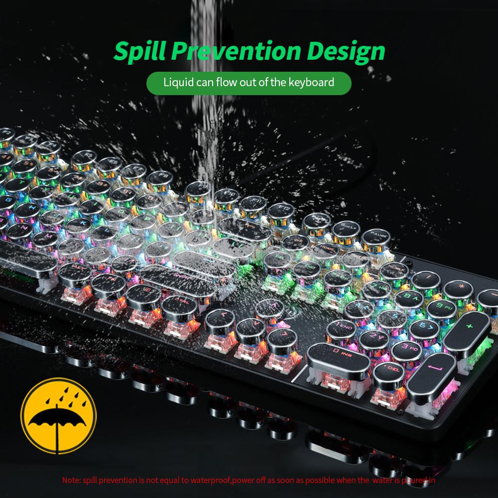 Bàn phím cơ có dây HJK900-7 với 104 phím hiệu ứng đèn nền cho máy tính xách tay / PC