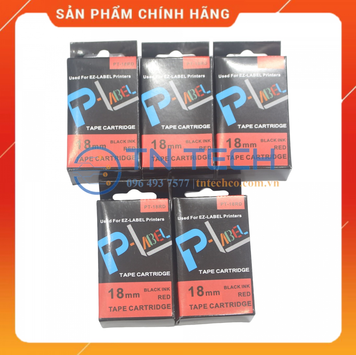 Nhãn in CASIO PT-18RD - Chữ đen nền đỏ 18MM x 8M - Dùng cho máy in nhãn CASIO [Hàng nhập khẩu]