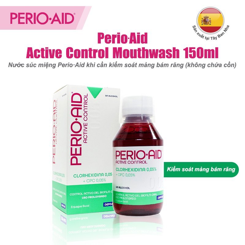 Nước súc miệng diệt khuẩn hàng ngày có hương, ngăn mảng bám, chống viêm Perio-Aid Active Control 150ml