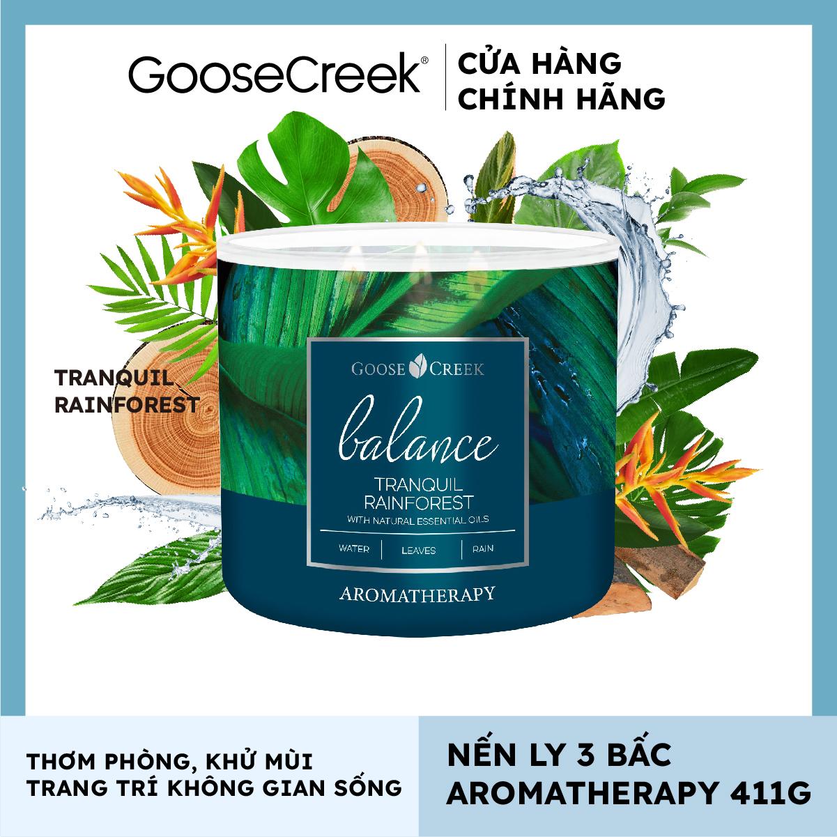 Nến ly 3 bấc Aromatherapy Goose Creek - Tranquil Rainforest