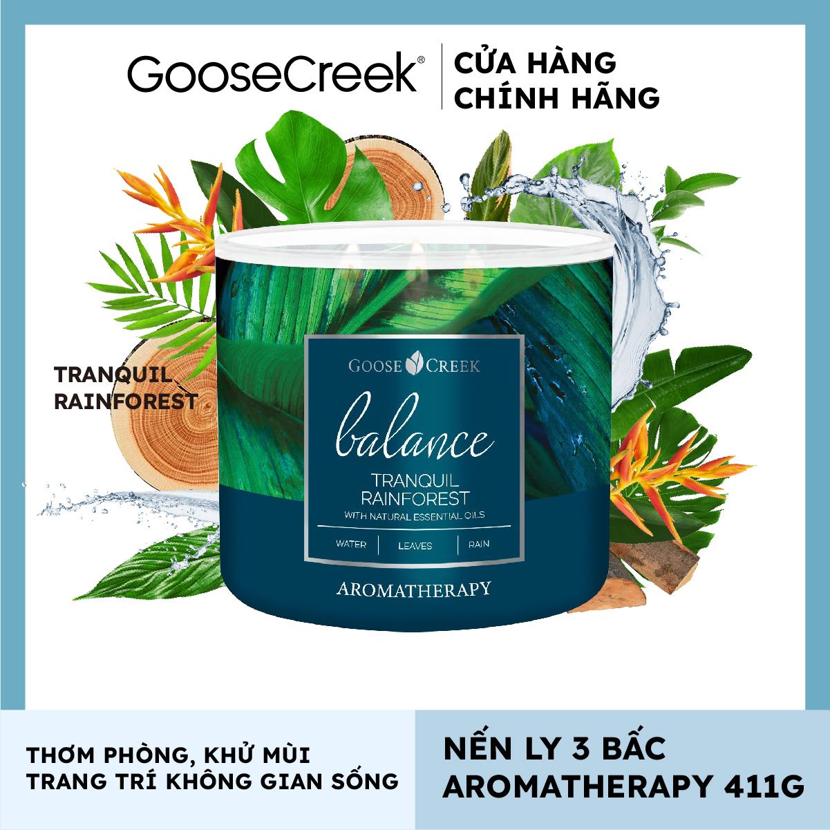 Nến ly 3 bấc Aromatherapy Goose Creek (411g) - Tranquil Rainforest