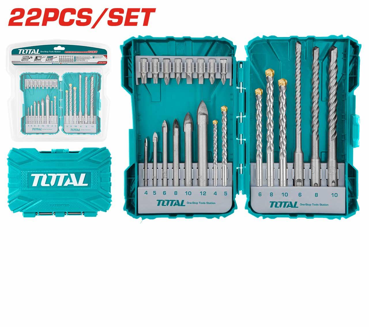 BỘ MŨI KHOAN VÀ MŨI BẮT VÍT ĐA NĂNG 22 CHI TIẾT TOTAL TACSDL12201