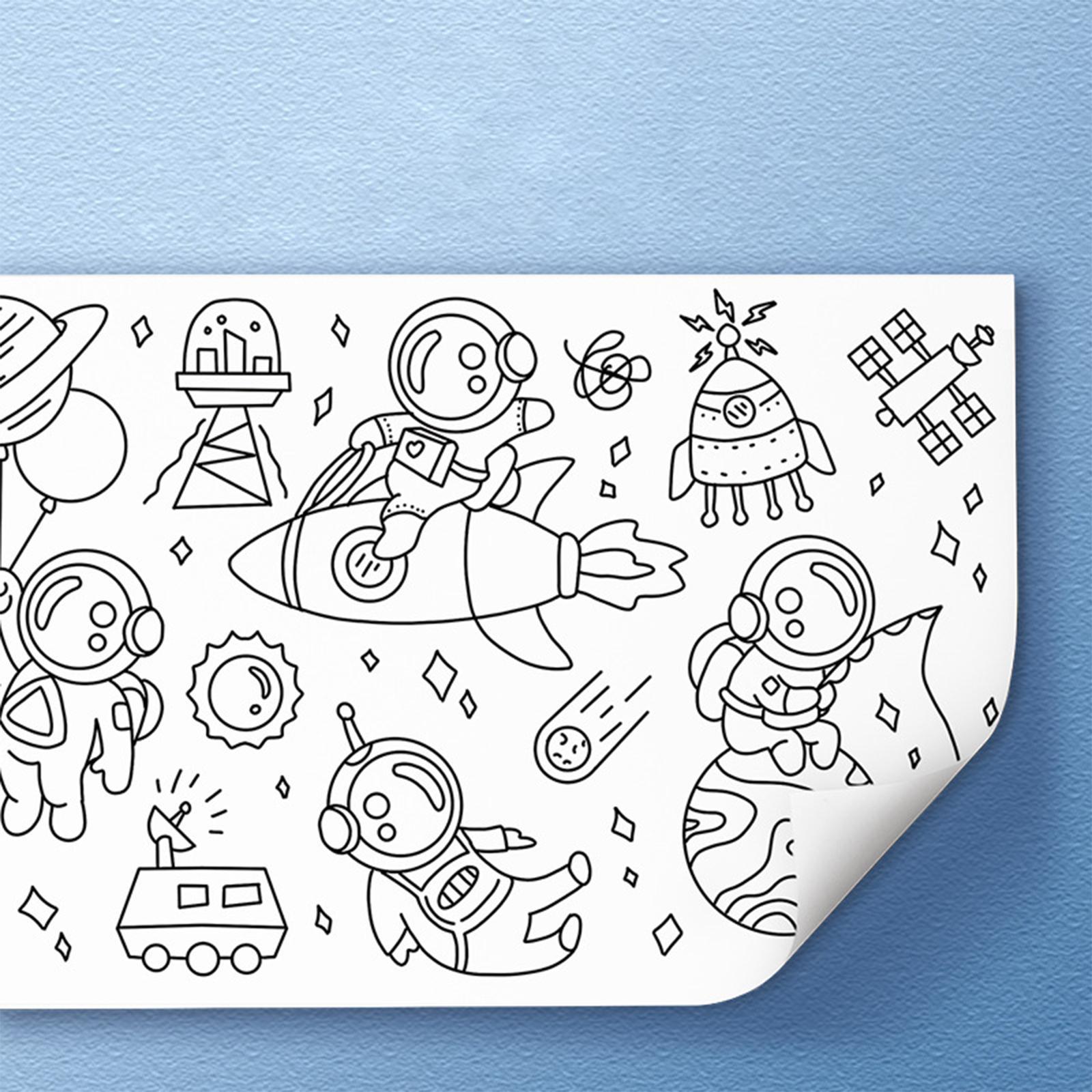 2Pieces Large Kids Coloring Paper Roll, Colorable with Tear Off Line Coloring Tablecloth for Children Birthday Home