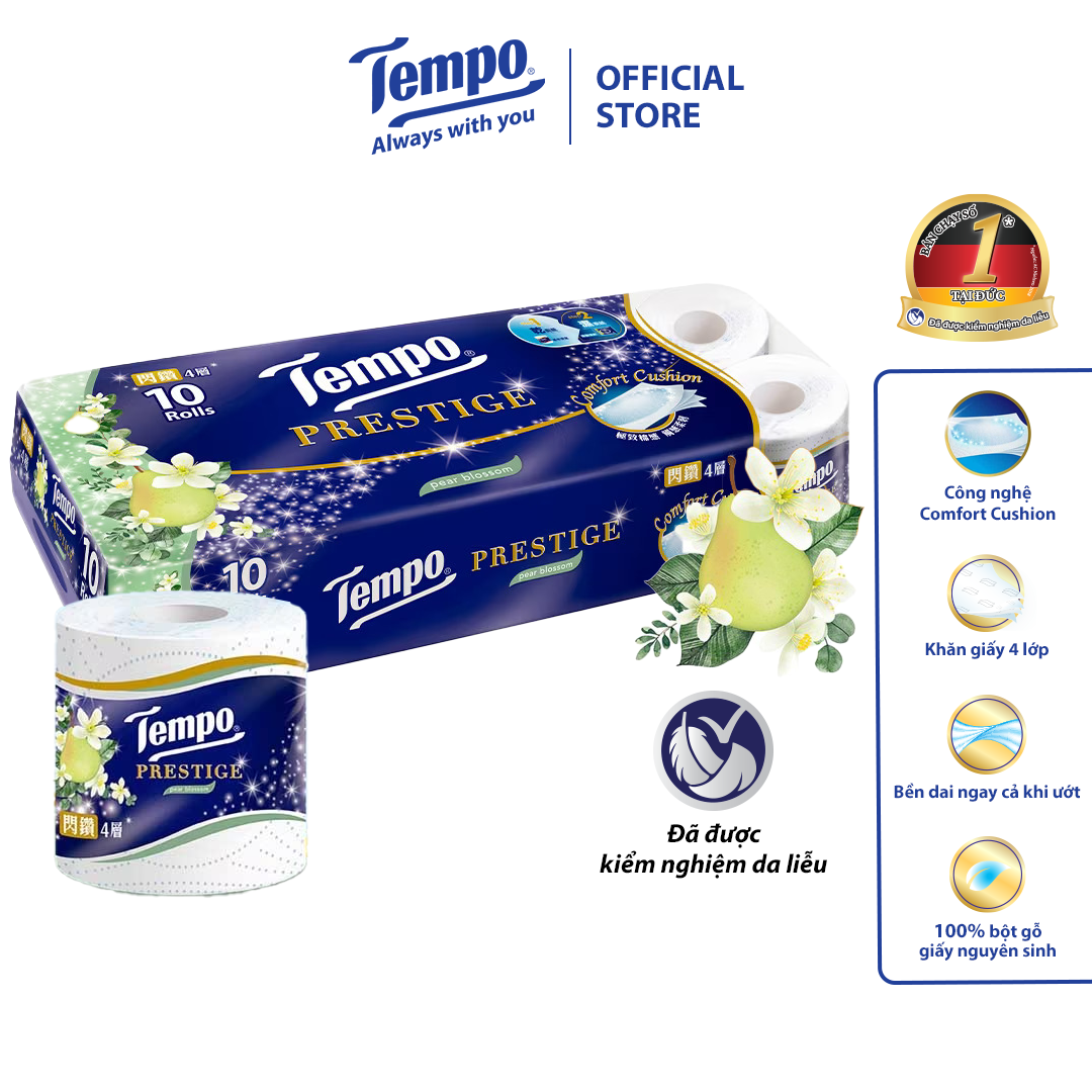 Giấy vệ sinh cao cấp Prestige Mềm Mại - 4 lớp bền dai, an toàn - Thương Hiệu Đức