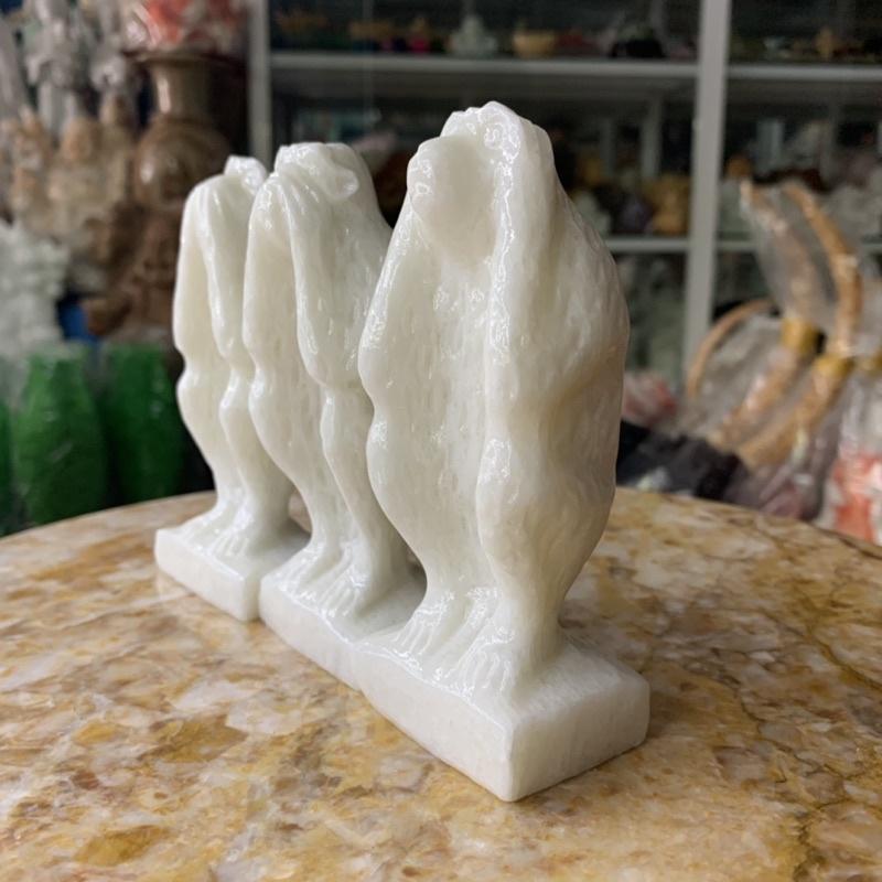 Bộ Tượng Tam Không Đá Cẩm Thạch Trắng - cao 12cm