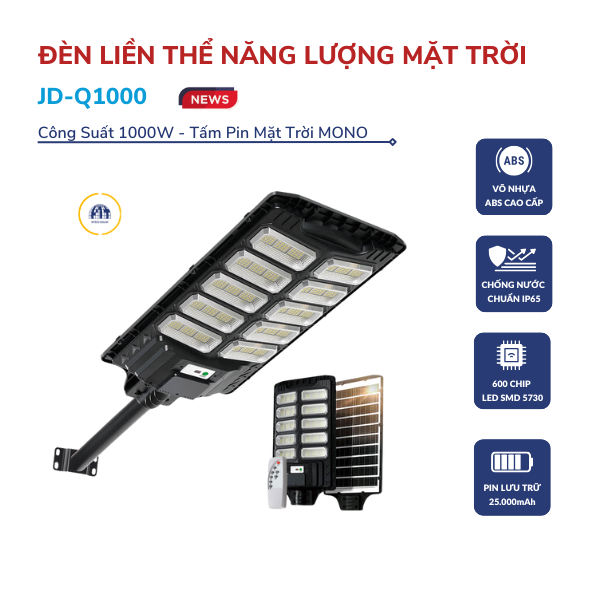 Đèn đường năng lượng mặt trời model JD-Q1000