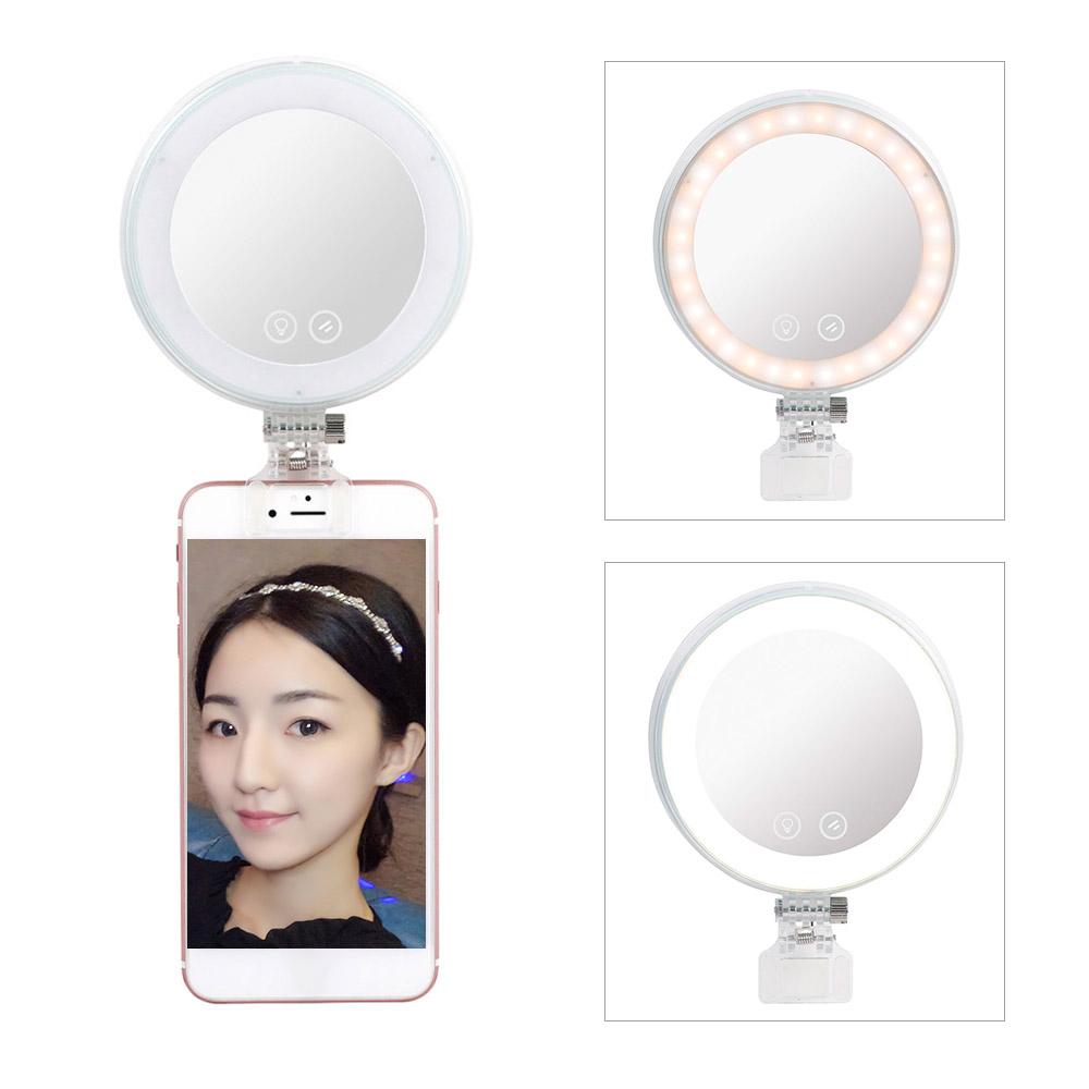 Gương trang điểm đèn LED YONGNUO YN-08 vòng tự sướng mini có thể kẹp điện thoại Nhiệt độ hai màu có thể điều chỉnh độ sáng khi trang điểm