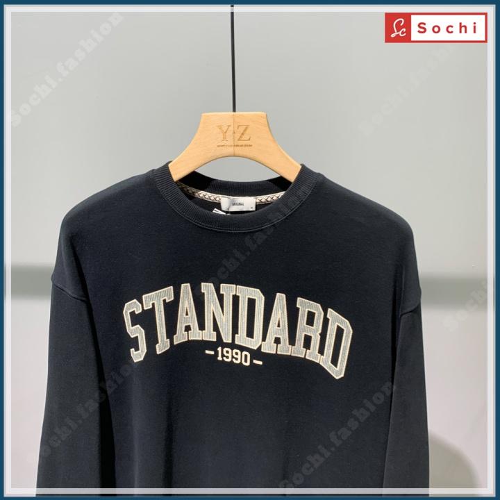 Áo thu đông tay dài nam, áo sweater cổ tròn mềm mịn cá tính in Standard mã SW.621