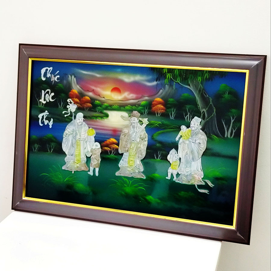 Tranh sơn mài tranh phong thủy Phúc Lộc Thọ SM00008 60x40cm