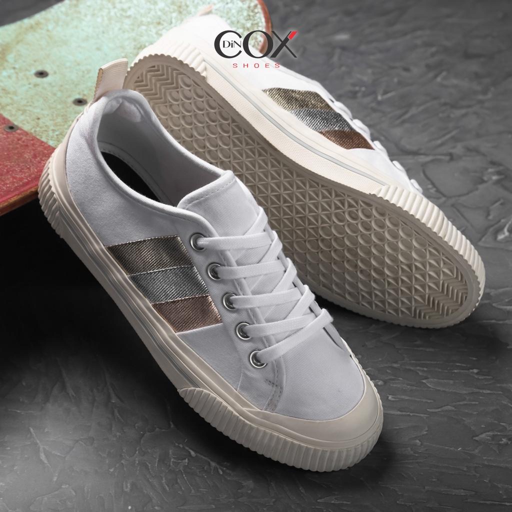 Giày Sneaker Bata Vải Canvas Nữ DINCOX C20 Nữ Tính Sang Trọng Methalic White