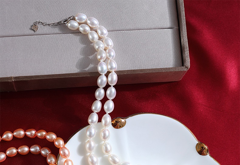 Vòng Cổ Ngọc Trai Nước Ngọt Thiên Nhiên Cao Cấp - Chuỗi Đơn Xoài Mọng - Trang Sức Cô Tấm - RICE PEARL - CTJ4608 + Tặng kèm bông nụ 6ly