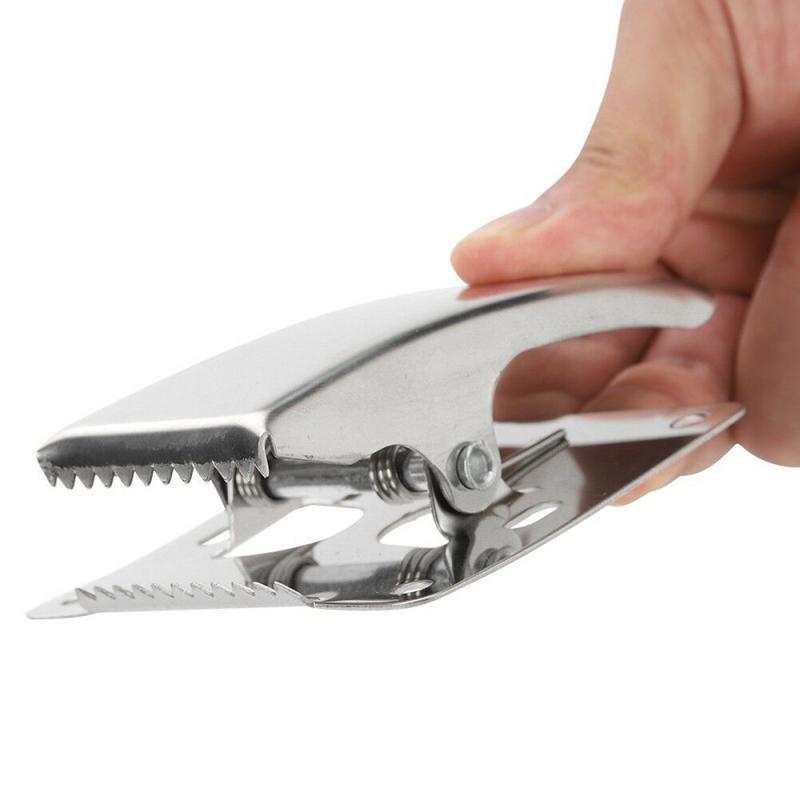 1Pc Stainless Steel Fish Fillet Clamp Deep-jaw Fish Tail Clip with 6Mounting Screws for Fishing Board Pesca Fish Cleaning Tools8