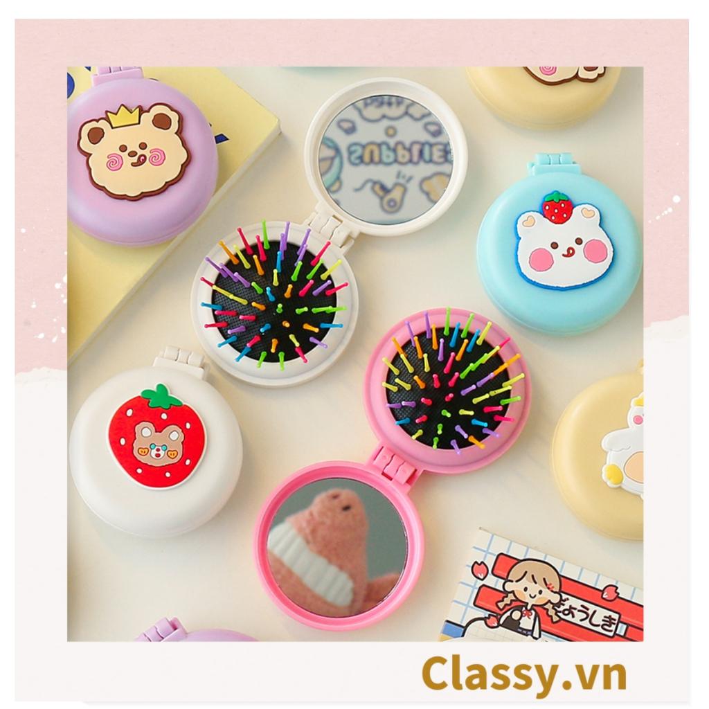 Lược mini Classy Có Thể Gấp Gọn Tích Hợp Gương Họa Tiết Hoạt Hình Đáng Yêu Độc Đáo PK923