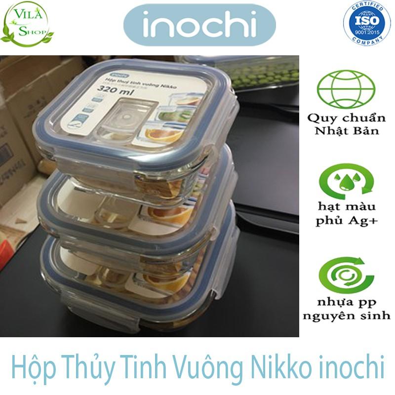 Hộp Thực Phẩm, Hộp Thủy Tinh Chịu Nhiệt Hình Vuông, Thủy Tinh Cao Cấp Inochi Sử Dụng An Toàn Trong Lò Vi Sóng