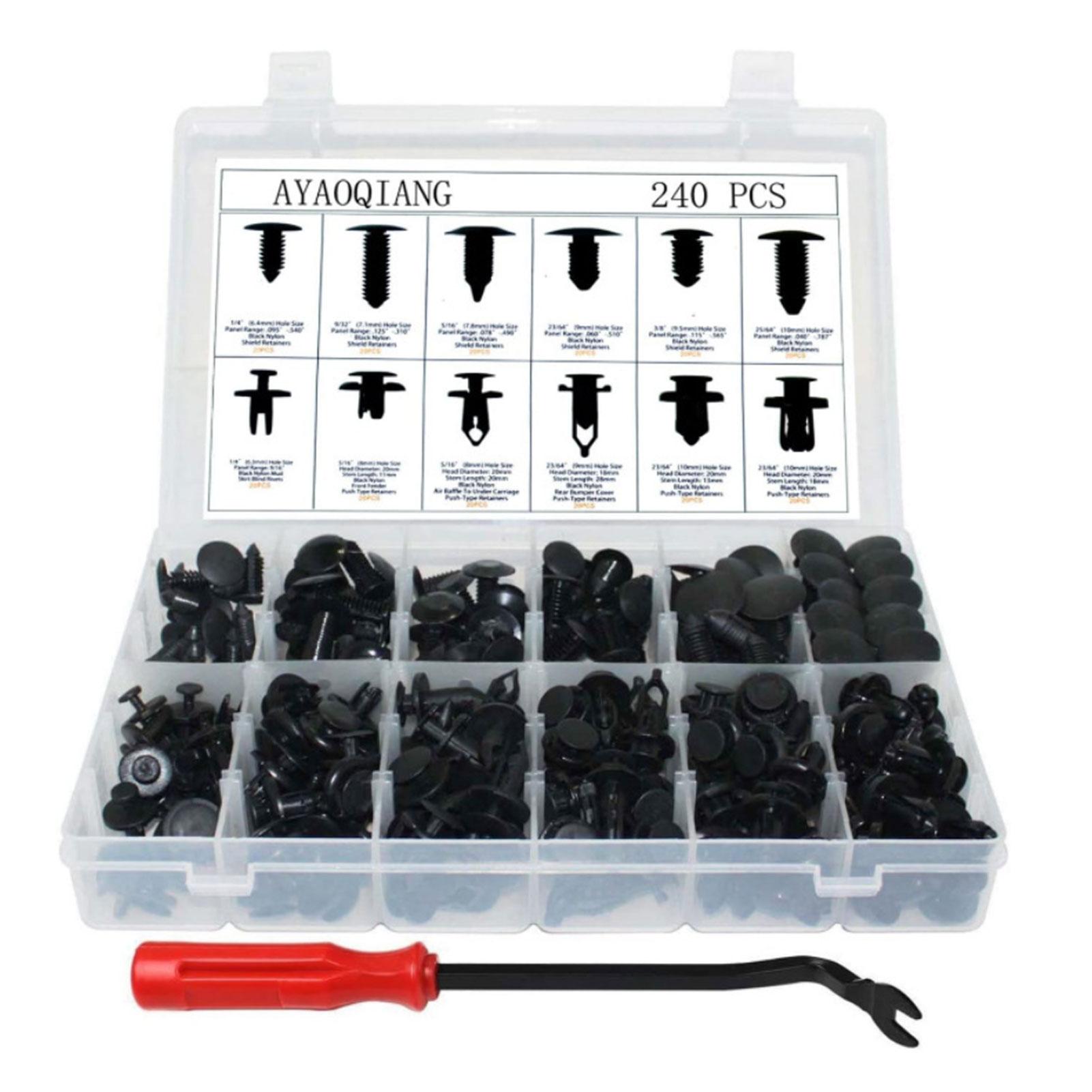 240Pcs Bumper Retainer Clips Plastic Rivets Car Fasteners Push Retainer Kit Car Door Trim Clip