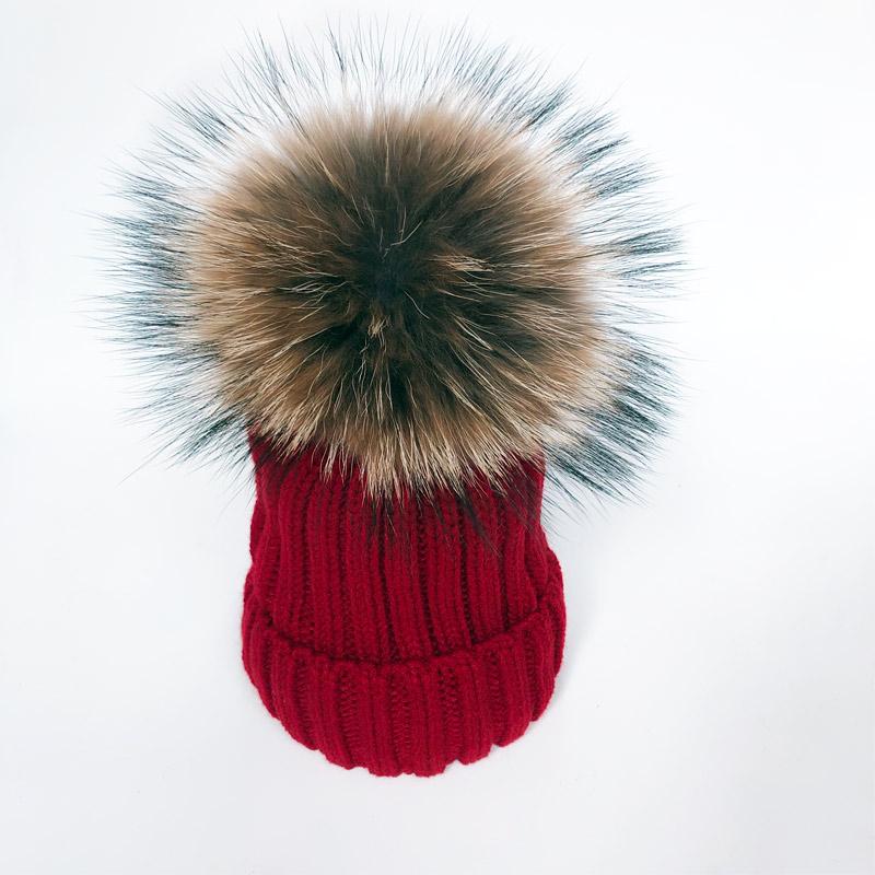 Hình Thật 2021 Gấu Trúc Lông Pompon Mùa Đông Nón Skullies Cô Gái Pom Pom Beanie Ấm Dệt Kim Bobble Lông Pompom Mũ Và Khăn bộ Trẻ Em