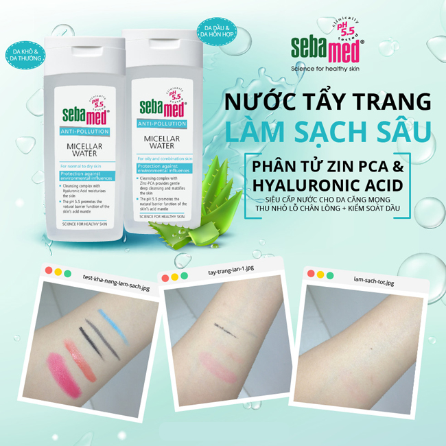 Tẩy trang dành cho da thường, da khô Sebamed pH5.5 Anti-pollution Micellar Water for Normal to Dry Skin 200ml