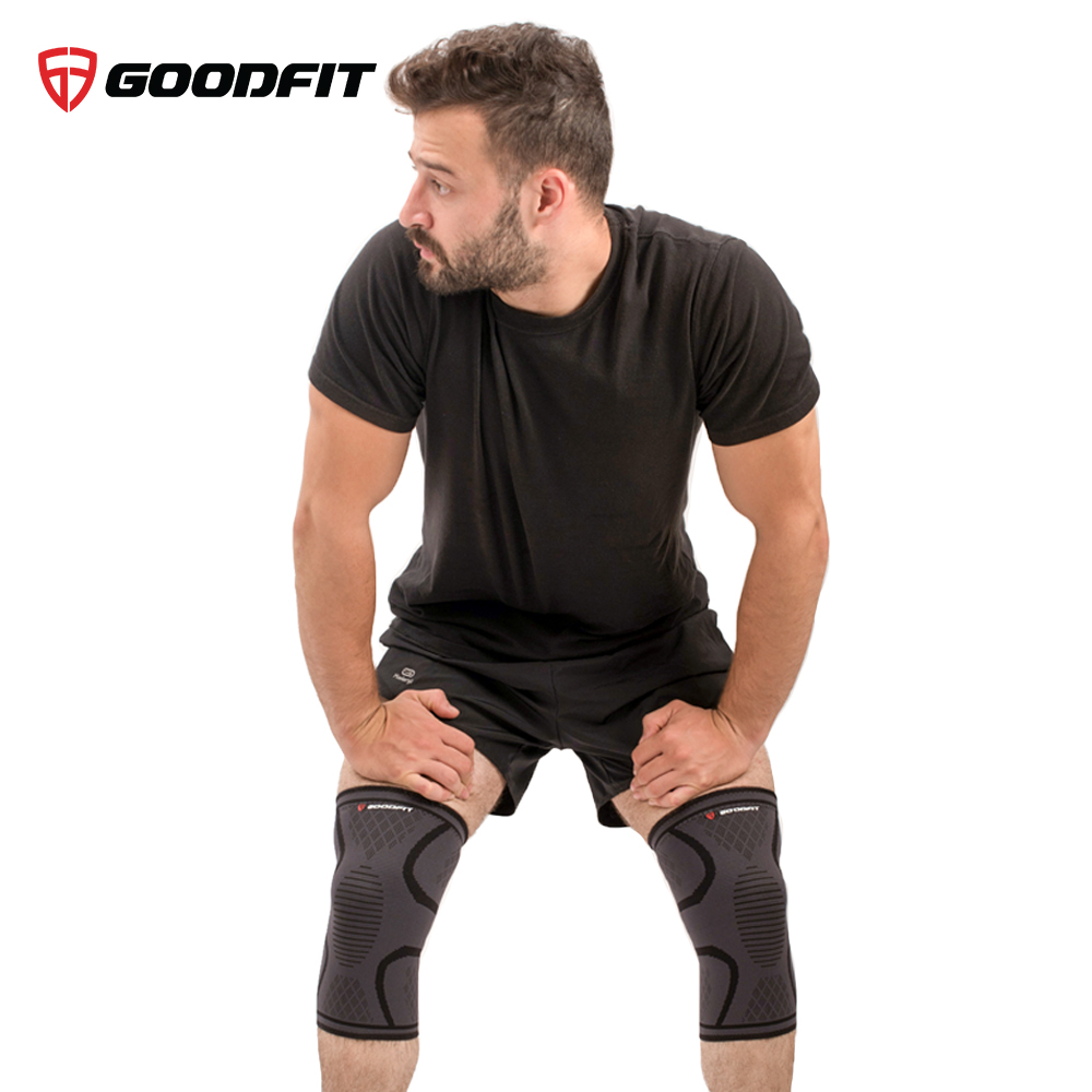 Bó gối thể thao, băng đầu gối, băng bảo vệ đầu gối tập gym GoodFit co giãn 4 chiều, dệt 3D dày dặn GF518K