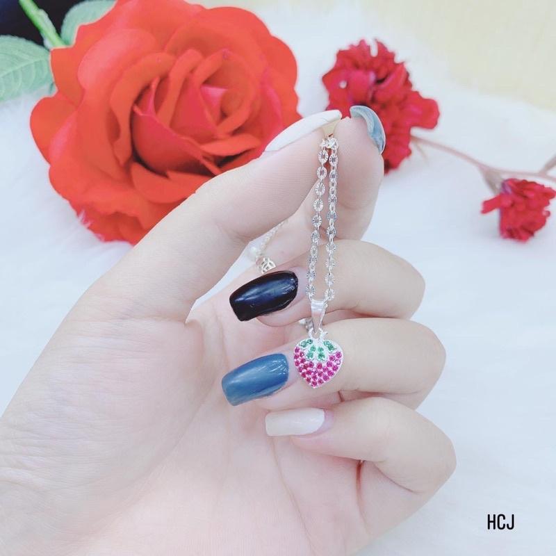 Dây chuyền cho bé, Vòng cổ quả dâu ️ Xinh Xắn ️, Bạc Ta- Bạc Npj
