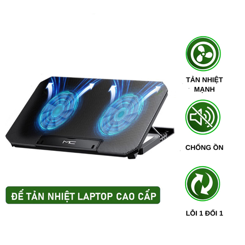 Đế tản nhiệt laptop máy tính bảng Q100 làm mát nhanh đèn led gaming quạt chống ồn 4 mức chỉnh độ cao phiên bản cao cấp 2022