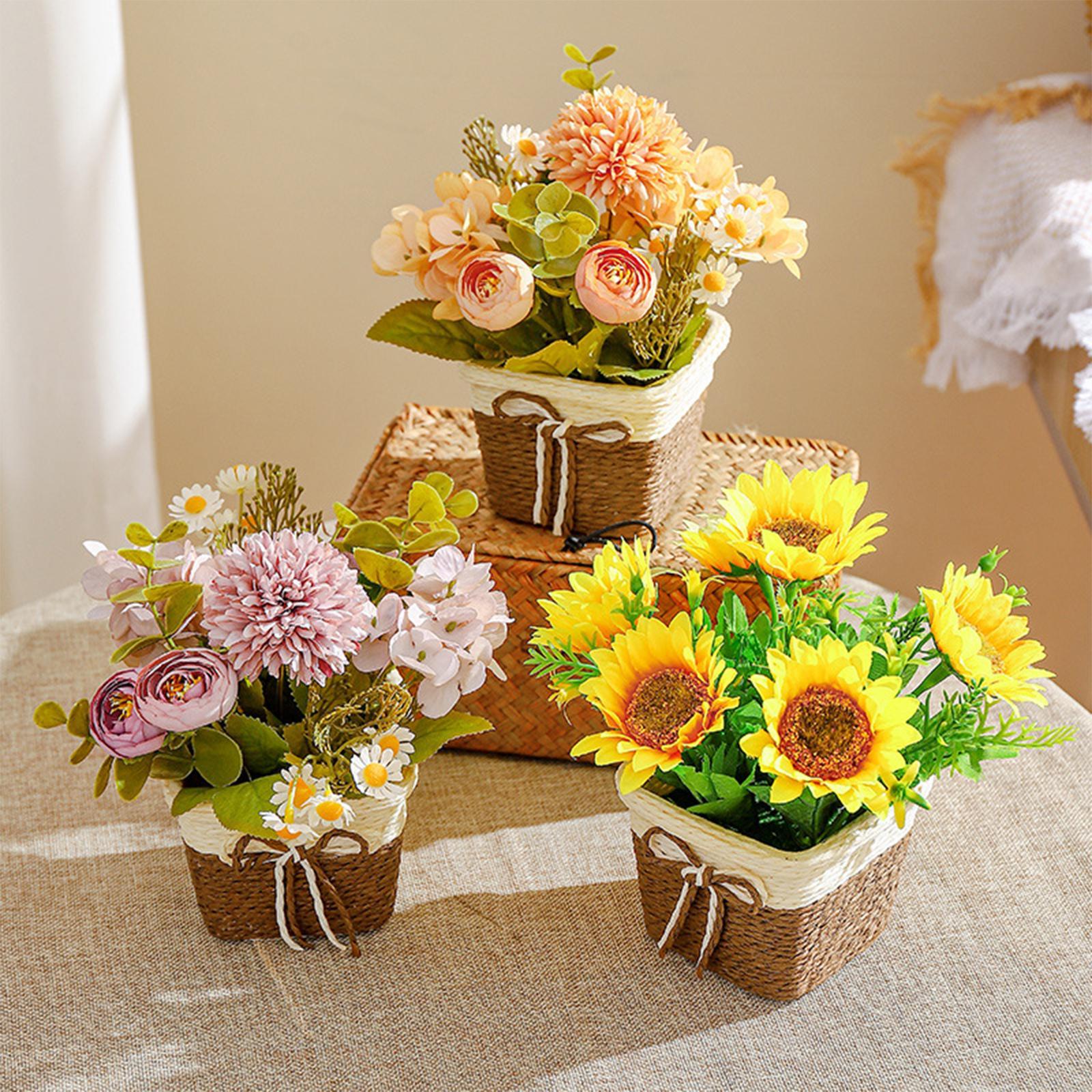 Artificial Potted Flowers Artificial Flowers Bonsai Decorative Centerpieces Table Decor Flower Arrangement for Office Shelf Farmhouse Indoor