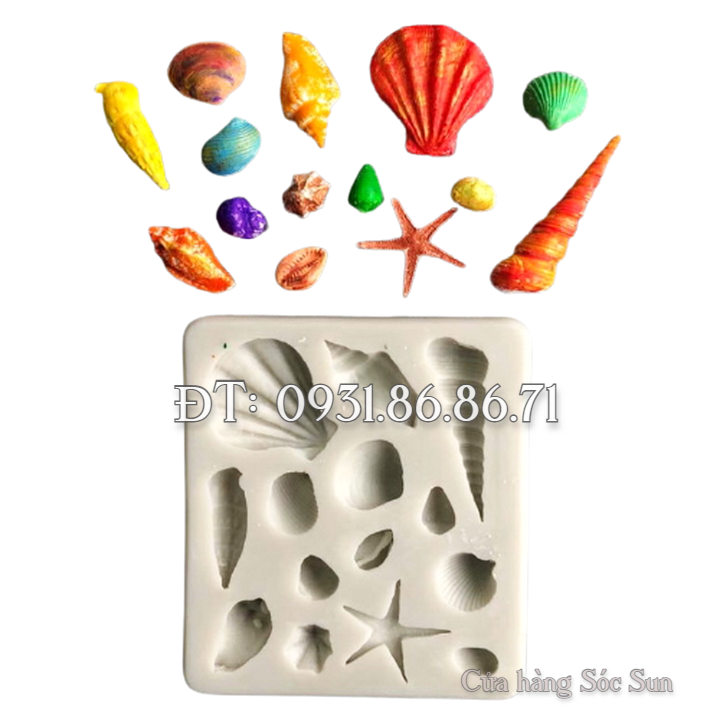 Khuôn silicon sao biển, sò, ốc biển - Mã số 1388