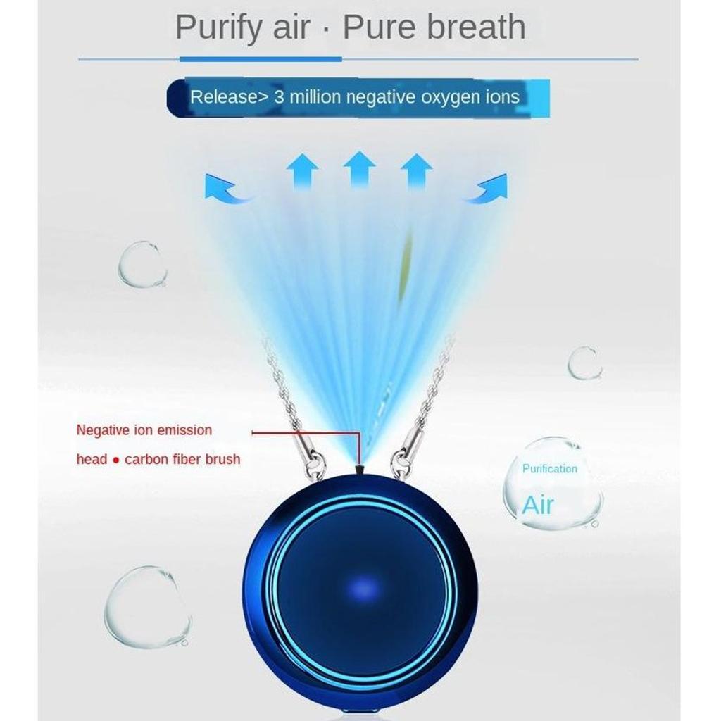 Wearable Necklace Air Purifier Portable Negative Ion Generator USB