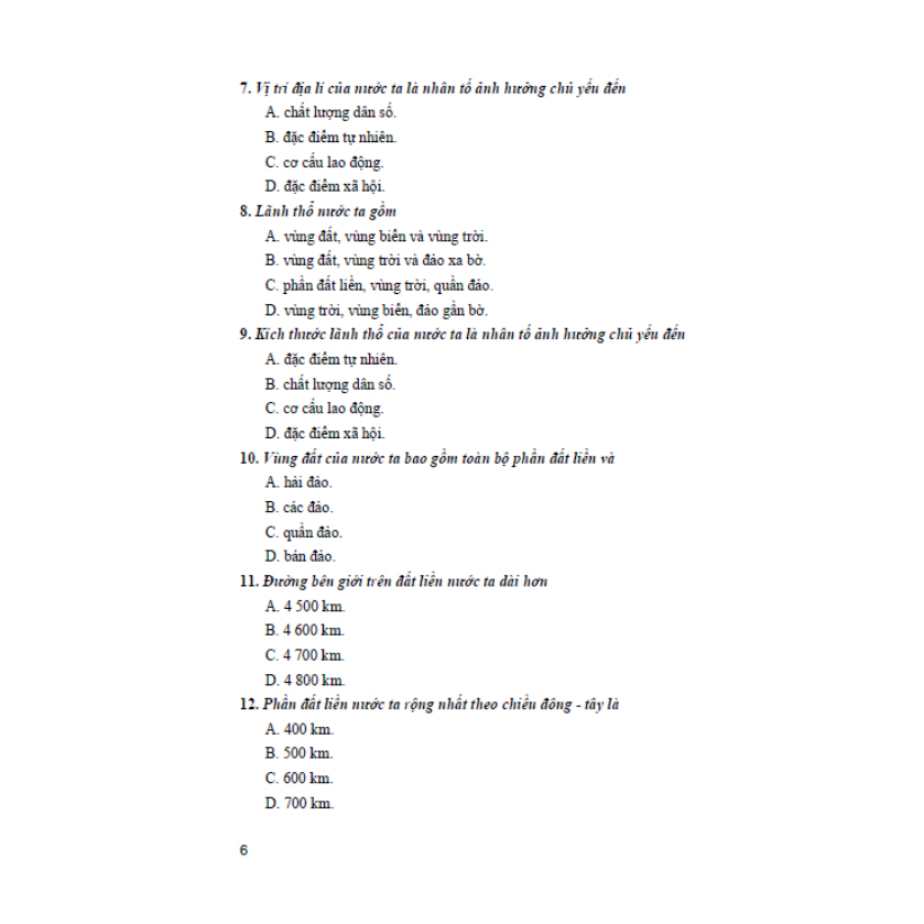 Sách - Trắc nghiệm địa lí 8