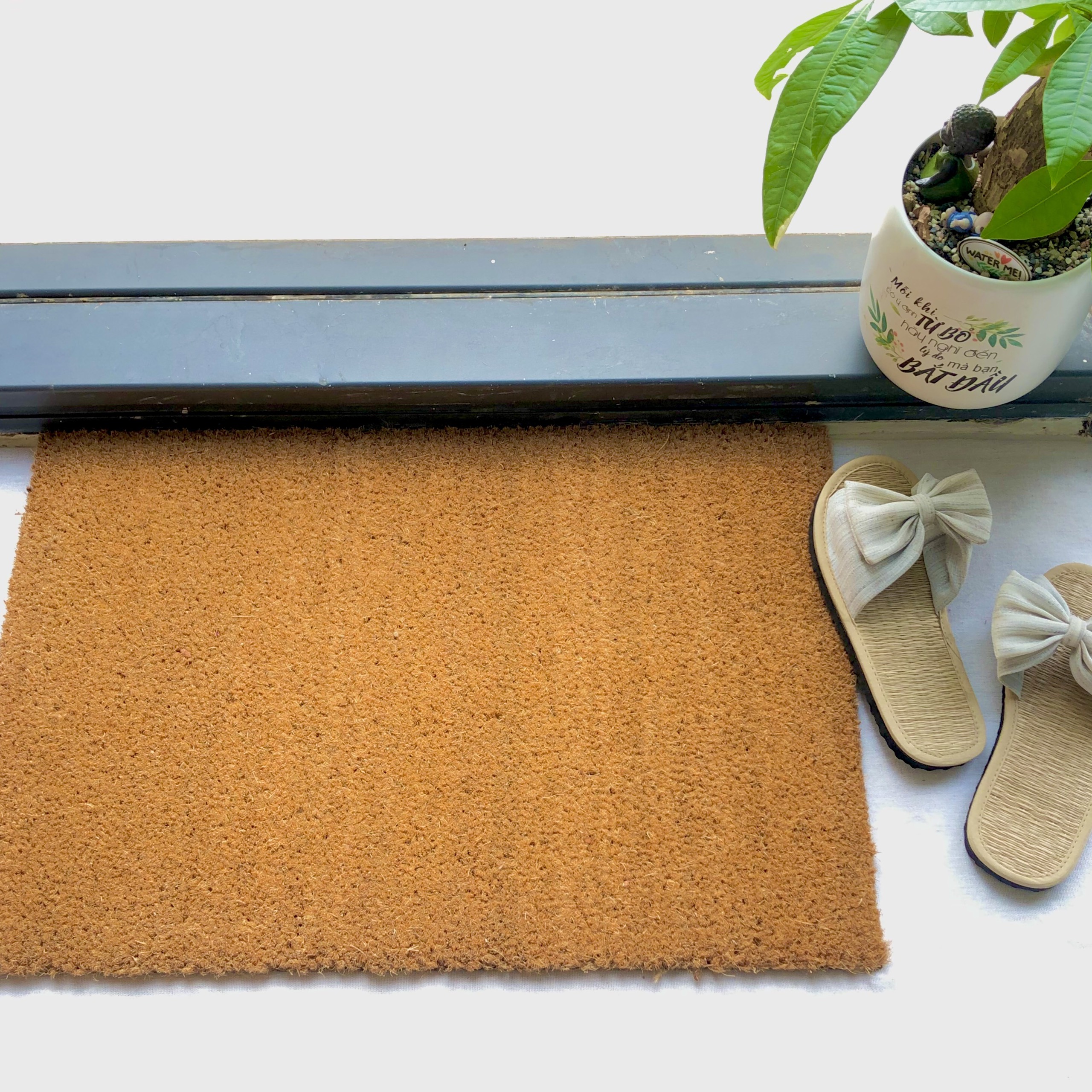 Thảm chùi chân, lót thảm, trải sàn trong nhà 100% xơ dừa tự nhiên có đế chống trượt 40X60CM