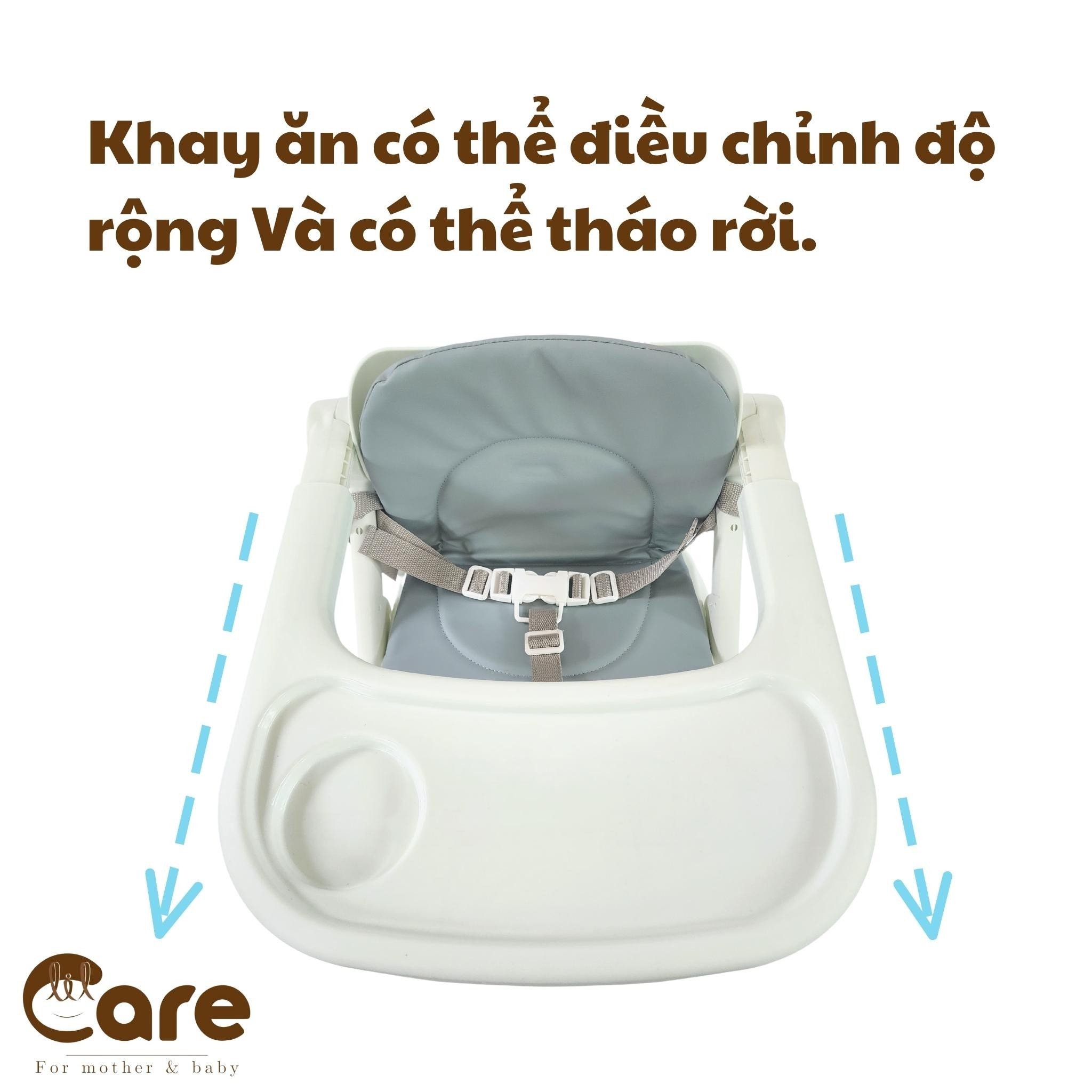 Ghế ăn dặm gấp gọn đa năng Lilcare, chất liệu nhựa PP chịu lực tốt, chống nước tối ưu, an toàn cho bé