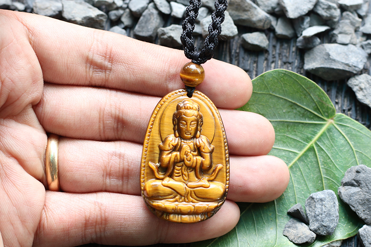 Mặt Dây Chuyển Như Lai Đại Nhật Đá Mắt Hổ Ngọc Quý Gemstones GA91