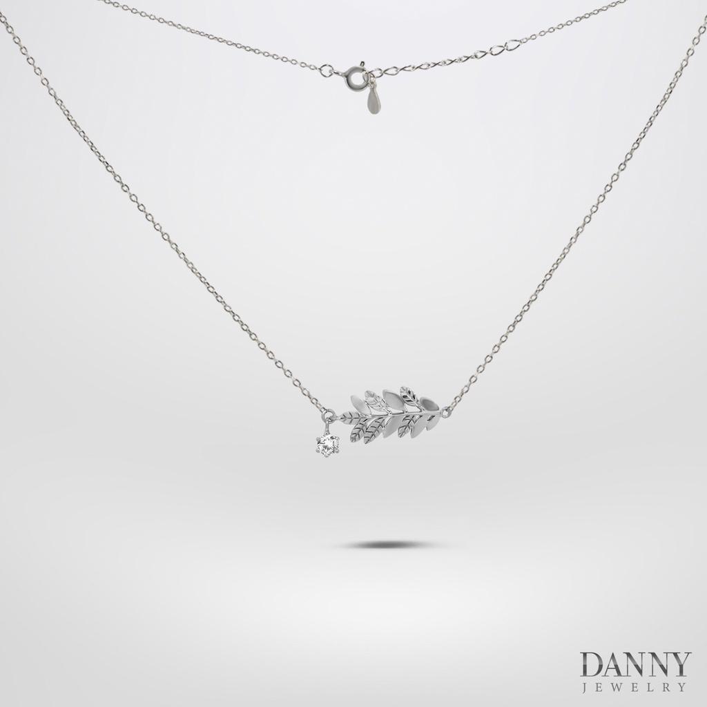 Dây Chuyền Có Mặt Danny Jewelry Bạc 925 Xi Vàng Hồng/Rhodium Nguyệt Quế Đính Đá CZ DM039