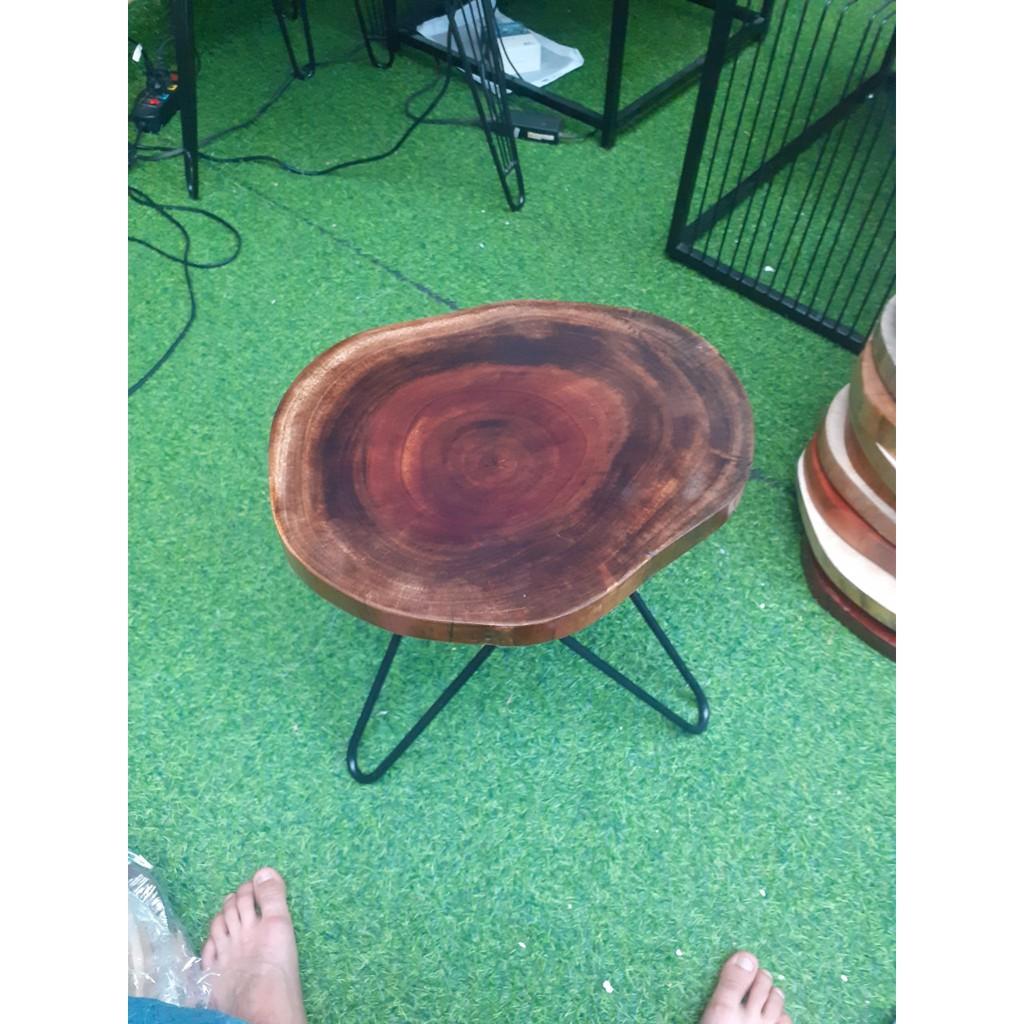 Bàn trà sữa trà chanh gỗ xà cừ chân hairpin cao 40 - 2 thanh | bàn trà chanh vỉa hè| bàn cafe