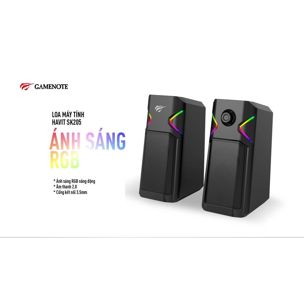 Loa Gaming RGB HAVIT SK205, Âm Thanh Stereo 2.0, Màu RGB Năng Động, Cống Suất 2x3W - Hàng Chính Hãng